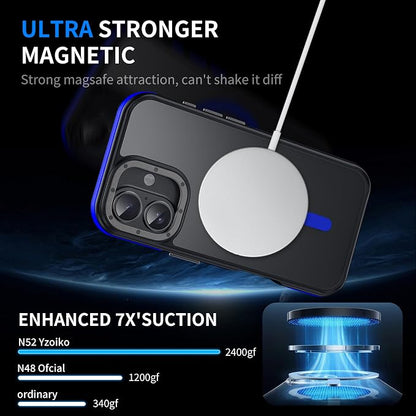 Strong Magnetic for iPhone 17 case [10Ft Military-Grade Protection] Compatible with fit MagSafe Shockproof Slim Thin Cover case for iPhone 17 6.3 inch, Blue Bumper