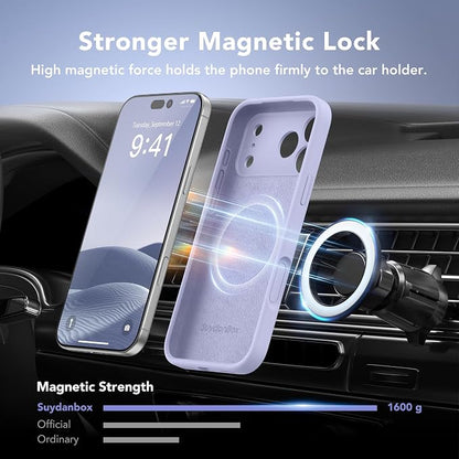 Magnetic for iPhone 17 Pro Case, Compatible with MagSafe, [Full Camera Protection][Screen Protector] Silicone Shockproof Protective Phone Case for iPhone 17 Pro 6.3", Lilac