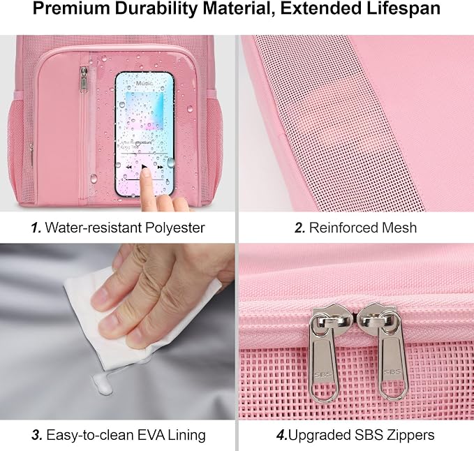 F-color Shower Caddy Portable for College Dorm Essentials - Large Hanging Sturdy Handle Toiletry Tote Bag with Hook, Multiple Pockets, Quick Dry Organizer for Camping, Travel, Gym, Pink