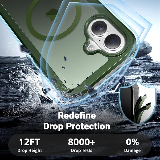jaroco Magnetic for iPhone 16 Case, [Compatible with MagSafe][Military Grade Drop Protection][Heavy Duty Protection][Non-Slip][Shockproof] 2-Layer Durable Bumper Phone Case 6.1''-Army Green