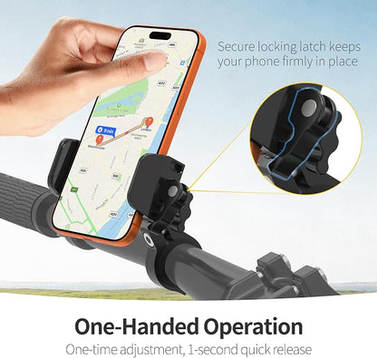 Motorcycle Phone Mount, Aluminum Bike Phone Holder with Vibration Dampener, Secure & Rotatable Holder for Motorcycle, Bike & Scooter, Fits 4.7-7'' iPhone 17/Air/16 Pro Max & Other Smartphones