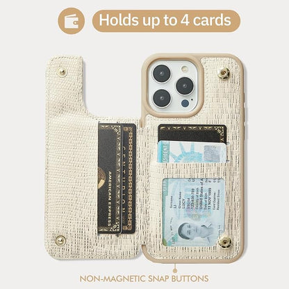 CUSTYPE for iPhone 13 Pro Max Wallet Case with Card Holder, Bling Leather Case with Ring Holder Kickstand Card Slots for Women and Men for iPhone 13Pro Max 6.7"-Nude