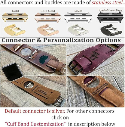 HARDISTON Cuff Watch Band Compatible with Apple 46mm for Men & Women, Handmade Genuine Leather, Compatible with iWatch Series 11 10 9 8 7 6 5 4 3 2 1 SE Ultra, Leather Wristband, Medium/Band-Mocha