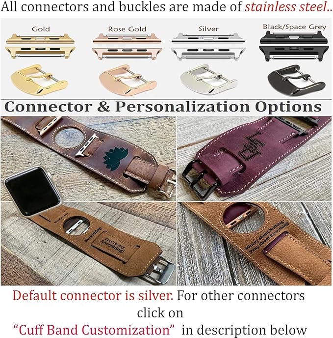 HARDISTON Cuff Watch Band Compatible with Apple 38mm for men & women, Handmade Genuine Leather, Compatible with iWatch Series 11 10 9 8 7 6 5 4 3 2 1 SE Ultra, Wrist Bracelet Band, Large/Band-Black