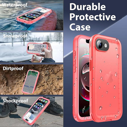 SPORTLINK for iPhone 16e/17e Waterproof Phone Case - Built in Screen & Camera Lens Protector,6.6FT Military Dropproof/Shockproof/Dustproof/IP68 Underwater for iPhone 16e/17e 6.1 inch Frosted Pink