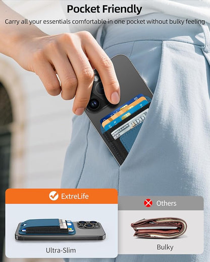 ExtreLife Upgraded for Magsafe Wallet, Strongest Magnetic Wallet for iPhone 17/16/15/14/13/12 Series, Magnetic Phone Card Holder, 2 Card Slots, Vegan Leather, Fit 7 Cards, Dark Blue Green