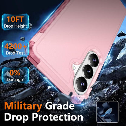 SPIDERCASE Designed for Samsung Galaxy S26 Case, [10 FT Military Grade Drop Protection], 2 Pack [Tempered Glass Screen Protector+Camera Lens Protector] Heavy Duty Shockproof Case,Light Pink