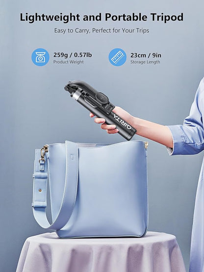 Selfie Stick & Phone Tripod, All in 1 Selfie Stick with Remote, Phone Travel Tripod Stand for Video Recording, Live Streaming, Photograph, Group Photo, Vlog Compatible with All Cellphones