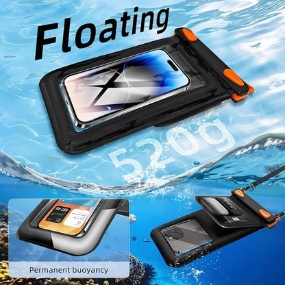 Waterproof Phone Pouch Double Pocket, Floating IPX8 8.5 inch Waterproof Phone Case for Beach Vacation Essentials for Compatible IPhone16 15 14 Pro Max Galaxy S25 S24 Waterproof Dry Bag