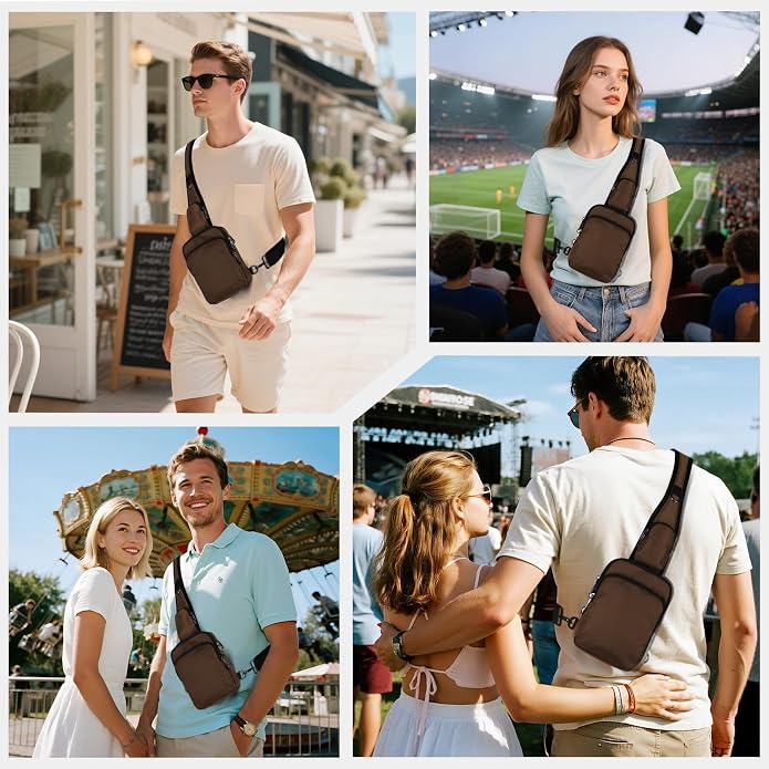 VADOO Sling Bag, Crossbody Bag with Zipper Lock, RFID Blocking & Water Resistant for Men and Women