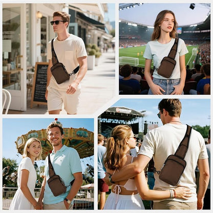 VADOO Sling Bag, Crossbody Bag with Zipper Lock, RFID Blocking & Water Resistant for Men and Women