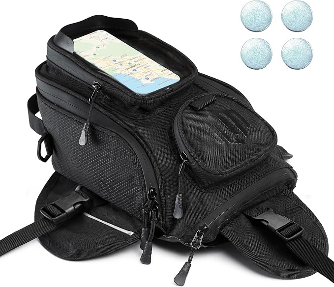 ILM Motorcycle Tank Bag Magnetic 4 Straps Reinforced Fastening Waterproof Touch Screen Phone Pouch Motorbike BT01