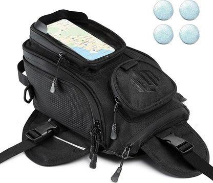ILM Motorcycle Tank Bag Magnetic 4 Straps Reinforced Fastening Waterproof Touch Screen Phone Pouch Motorbike BT01