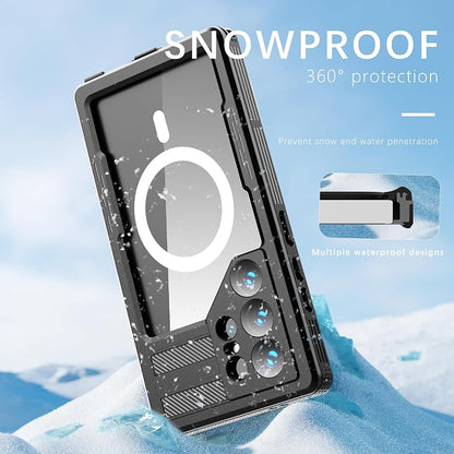Losin Compatible with Galaxy S24 Ultra Case Waterproof Magnetic [Compatible with MagSafe] [Drop Protection] [IP68 Underwater] Full Body Shockproof Protective Phone Case, Black