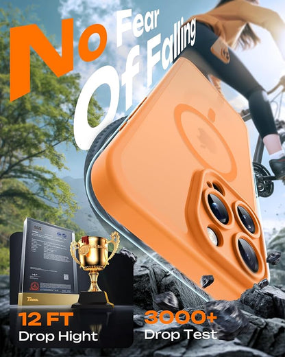 TOCOL for Phone 16 Pro Max Case, Compatible with Magsafe Charger, Full Camera Protection, Drop Protection, Translucent Matte Phone Case for iPhone 16 Pro Max 6.9 inch (Orange)