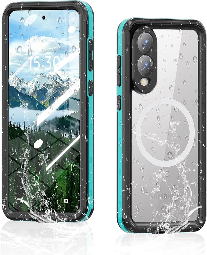 Omio Designed for Galaxy S25 Edge Waterproof Case Compatible with MagSafe Magnetic Waterproof Full Body IP68 Underwater Case Built-in Screen Protector Military Grade Shockproof Case for Men Women Teal