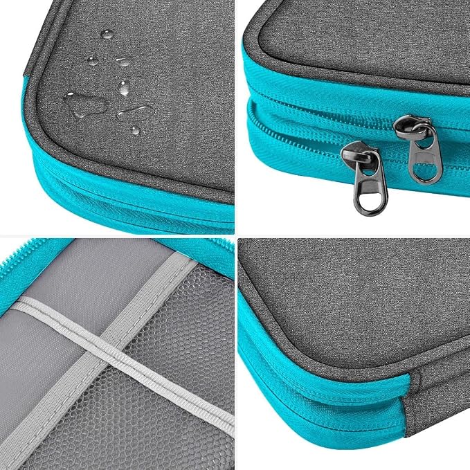 ZINMARK Portable Cable Organizer Case,Travel Pouch with Double-Layer Storage for Cables,Chargers,Earbuds & Phone,Gray Blue