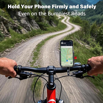 Ralos Bike Phone Mount, Aluminum Motorcycle Cellphone Holder, Mountain Bicycle Handlebar Cell Phone Clamp, Scooter Phone Clip for iPhone 16 Pro Max, 15 14 13 12 Mini, Samsung