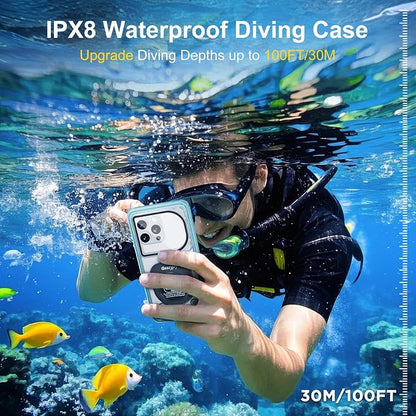 Beasyjoy Waterproof Phone Case, Underwater Phone Case for Snorkeling, Universal IPX8 Diving Pouch with Lanyard for iPhone Samsung Google Moto Series-[NOT Fit Snugly] [Touchscreen Operated Only]- Blue