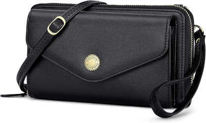 Peacocktion Crossbody Bags for Women RFID Wristlet Wallets Travel Vegan Leather Small Clutch Purses with Phone Pocket Zipper