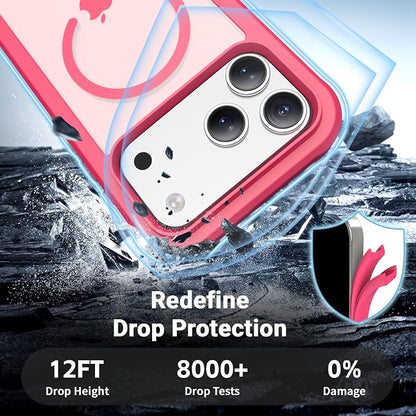 jaroco Magnetic for iPhone 17 Pro Max Case, [Compatible with MagSafe][Military Grade Drop Protection][Heavy Duty Protection][Non-Slip][Shockproof] 2-Layer Durable Bumper Phone Case 6.9''-Rose