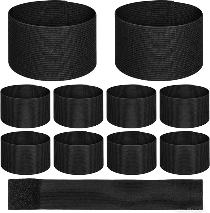 10PCS Captain Armbands, Black Elastic Arm Band, Adjustable Mourning Funeral Memorial Arm Band, Sports Armband
