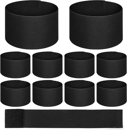 10PCS Captain Armbands, Black Elastic Arm Band, Adjustable Mourning Funeral Memorial Arm Band, Sports Armband