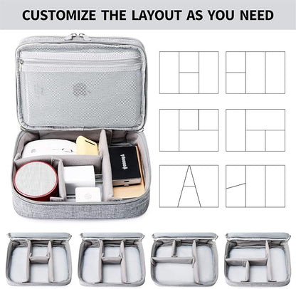 Lanola Travel Cable Organizer Bag, Electronic Accessories Case Portable Double Layer Cable Storage Bag for Cord, Charger, Flash Drive, Phone, SD Card,Personal Items - (Grey)