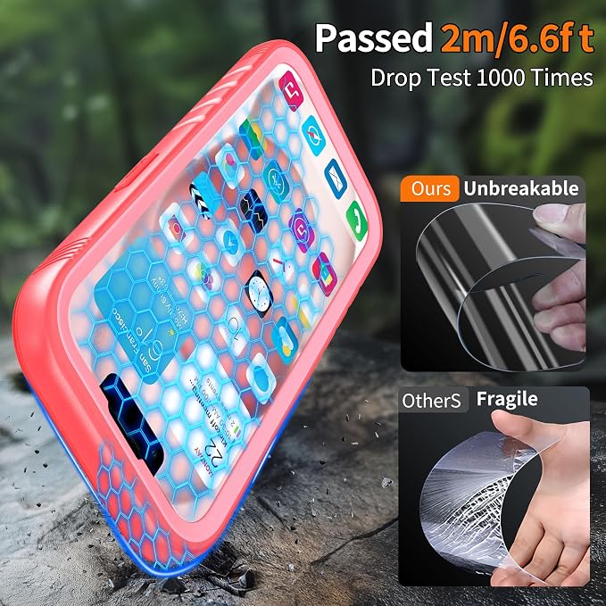 Cozycase Compatible with iPhone 14 Waterproof Case - Full Body Shockproof Dustproof Dropproof Built in Screen Protector Rugged Waterproof Case for iPhone 14 6.1 Inch Pink