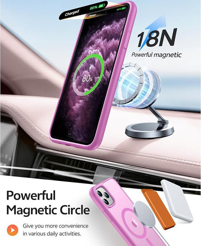 FNTCASE for iPhone 11 Pro Case: [Compatible with Magsafe] Translucent Matte Magnetic Phone Cover - Military Grade Drop Protection Shockproof Protective for iPhone 11Pro 2019 Cases - Pink