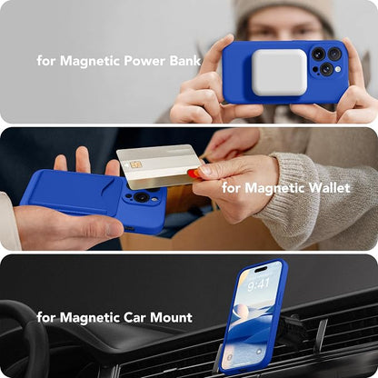 Magnetic for iPhone 13 Pro Max Case, Compatible with MagSafe, [Full Camera Protection][Screen Protector] Silicone Shockproof Protective Phone Case for iPhone 13 Pro Max 6.7", Klein Blue