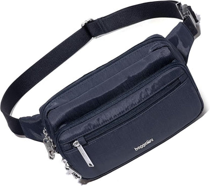 Baggallini Securtex Anti-theft Belt Bag 8.8"x5.5" Crossbody Fanny Pack for Women RFID Wallet Locking Zipper Travel Purse