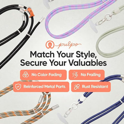 Pulpo 2 in 1 Anti Theft Phone Lanyard and Wrist Strap for iPhone and Android, Adjustable Cell Phone Leash and Universal Tether, Hands Free Strap for Travel Running and Everyday Use, Green & Orange