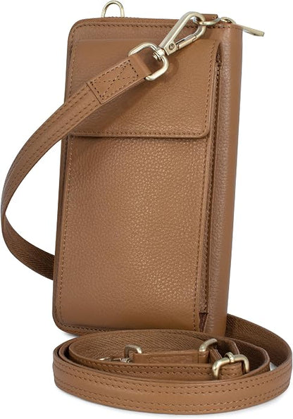 BULL GUARD Crossbody Leather Wallet Phone Purse, Anti Theft and RFID Blocking, Elegant Design for Travel