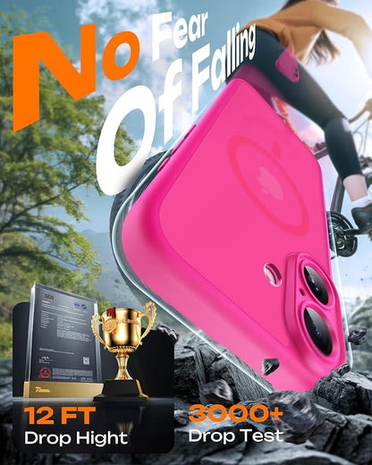 TOCOL for Phone 17 Case, Compatible with Magsafe Charger, Full Camera Protection, Drop Protection, Translucent Matte Phone Case for Phone 17 6.3 inch (Hot Pink)