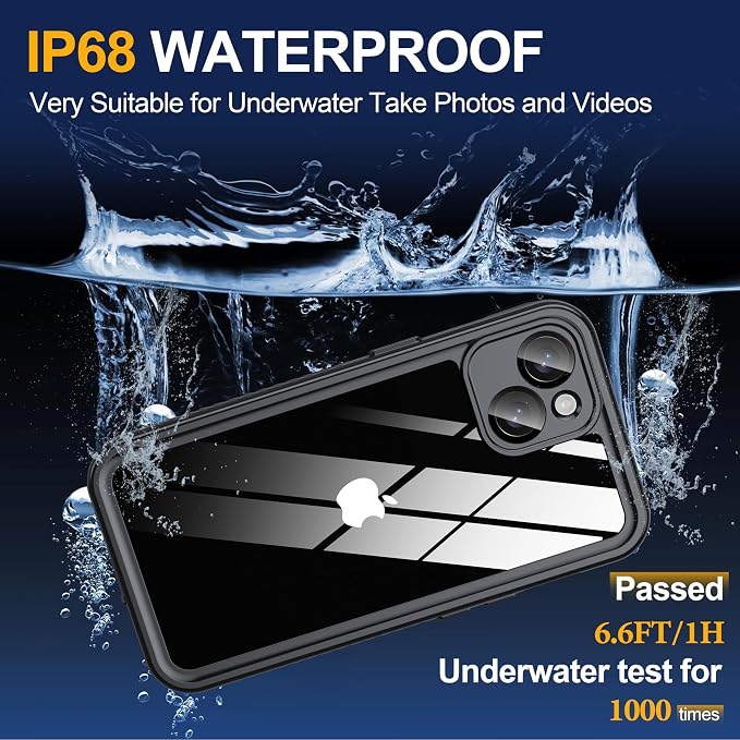 for iPhone 14 Case Waterproof - Built-in Privacy Screen Protector & HD Screen Protector [IP68 Underwater] Shockproof Dustproof Full Body Protection iPhone 14 Phone Case Pink