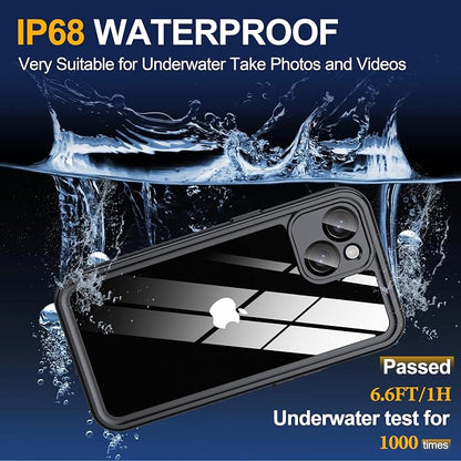 for iPhone 14 Case Waterproof - Built-in Privacy Screen Protector & HD Screen Protector [IP68 Underwater] Shockproof Dustproof Full Body Protection iPhone 14 Phone Case Pink