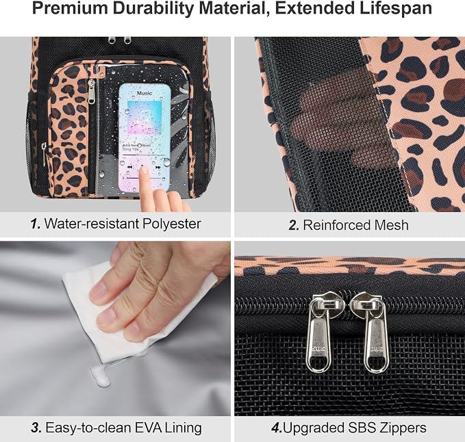 F-color Shower Caddy Portable for College Dorm Essentials - Large Hanging Sturdy Handle Toiletry Tote Bag with Hook, Multiple Pockets, Quick Dry Organizer for Camping, Travel, Gym, Leopard