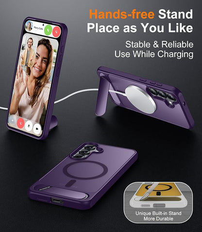 Magnetic for Samsung Galaxy S25 Plus Case, [Innovate Stand][Military Grade Drop Protection][Non Slip][Translucent Matte] Shockproof Phone Case for Galaxy S25 Plus 6.7" 2025 -Purple