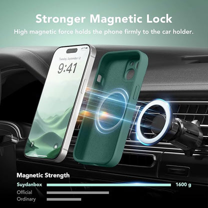 Magnetic for iPhone 13 Case, Compatible with MagSafe, [Full Camera Protection][Screen Protector] Silicone Shockproof Protective Phone Case for iPhone 13 6.1", Midnight Green