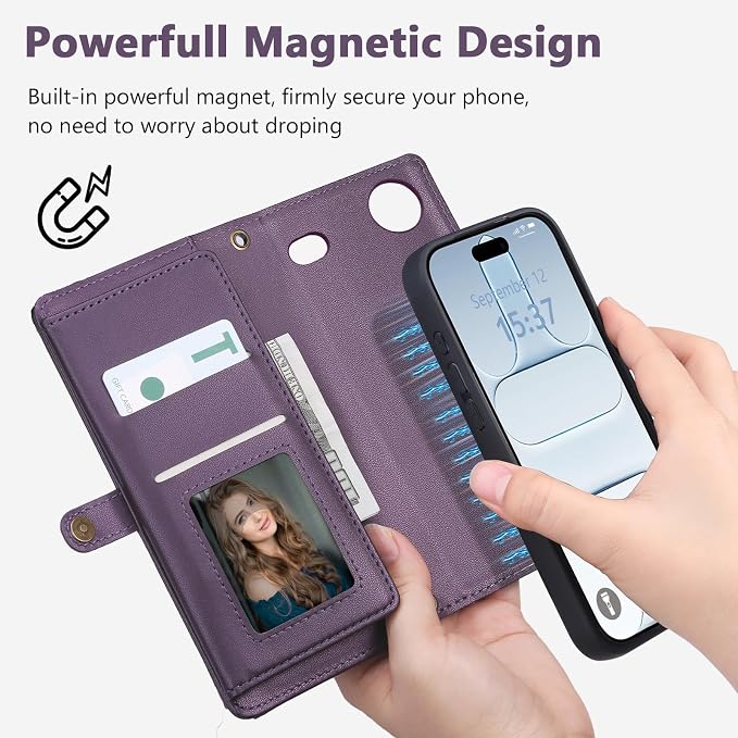 Wallet Case for iPhone Air with Card Holder/Crossbody Wallet/Strap,[RFID Blocking][Magnetic] PU Leather Phone Case for iPhone Air,6.5 in,Purple