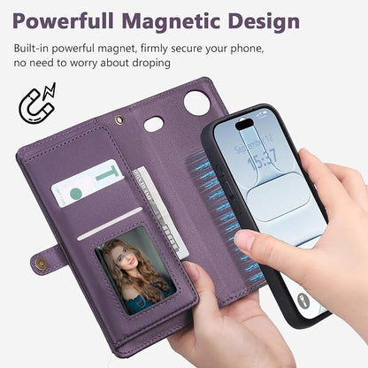 Wallet Case for iPhone Air with Card Holder/Crossbody Wallet/Strap,[RFID Blocking][Magnetic] PU Leather Phone Case for iPhone Air,6.5 in,Purple