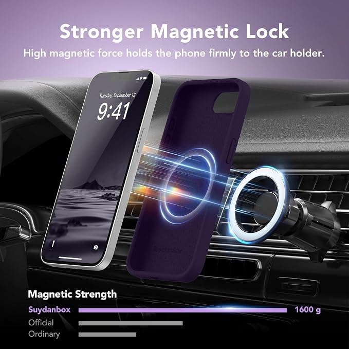 Magnetic for iPhone 17e/iPhone 16e Case, Compatible with MagSafe, [Soft Anti-Scratch Microfiber Lining] Slim Silicone Shockproof Protective Phone Case for iPhone 17e/16e 6.1", Deep Purple