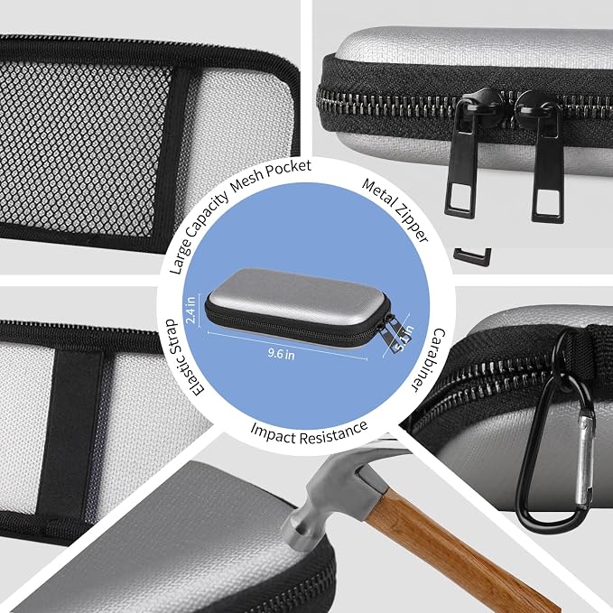 6500°F Fire-Resistant Hard Protective Travel Case,Waterproof Electronic Organizer for Anker/Jackery/RAVPower Power Bank with Fireproof Zipper,Shockproof EVA Carrying Case for Cell Phones/Earbuds