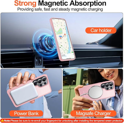 MOZOTER for Samsung Galaxy S26 Ultra Case with Magnetic,[Compatible with MagSafe][12Ft Military Dropproof][2*Screen Protector] Translucent Anti-Slip Back Slim Shockproof Case for S26 Ultra-Pink | [12Ft Military Dropproof][2*Screen Protector]Translucent...