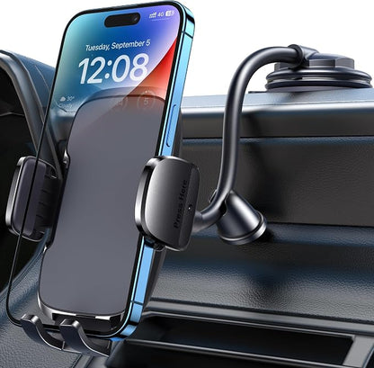 Phone Mount for Car [6.2in Flexible Arm] Cell Phone Holder for Windshield Dashboard [Washable Strong Suction] Automotive Accessories Car Mount for iPhone Android Smartphone Universal Cradles