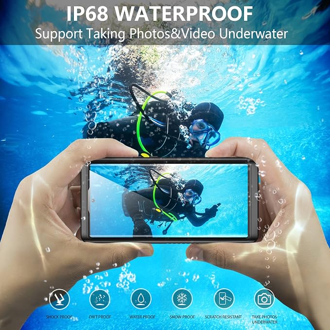 Temdan for Samsung Galaxy S22 Ultra Case Waterproof, Built in Screen Protector 360° Full Body Heavy Duty Shockproof IP68 Waterproof Galaxy S22 Ultra Case for Samsung S22 Ultra 5G 6.8 inch Black