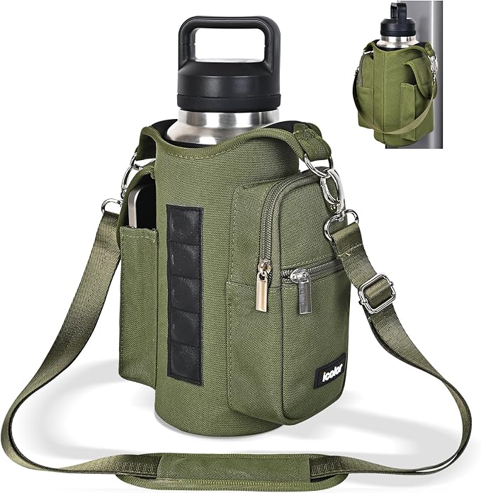 icolor Magnetic Gym Bag Water Bottle Carrier Holder with Phone Pockets & Shoulder Strap,Gym Magnetic Bag 5 Built-in Magnets Gym Accessories Organizer Sling Bottle Bag Pouch Sleeve