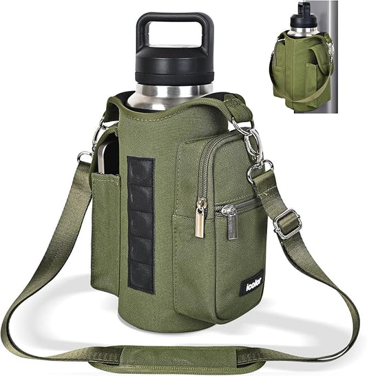 icolor Magnetic Gym Bag Water Bottle Carrier Holder with Phone Pockets & Shoulder Strap,Gym Magnetic Bag 5 Built-in Magnets Gym Accessories Organizer Sling Bottle Bag Pouch Sleeve
