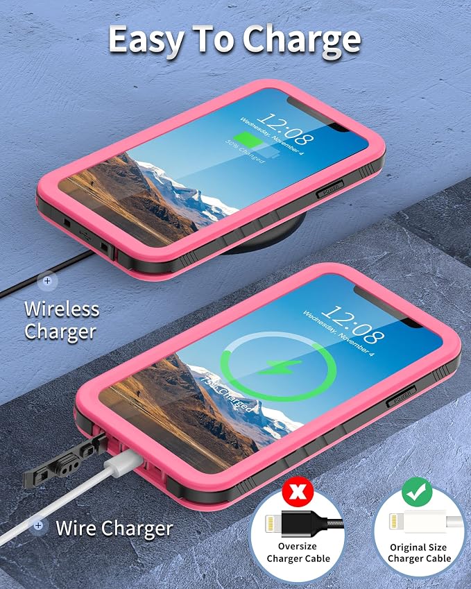 SPORTLINK Compatible with iPhone XR Waterproof Shockproof Case - Full Body Heavy Duty Underwater Dustproof Rugged 360 Protective Military Grade Outdoor 6.1 Inch with Camera/Screen Protector (Pink)